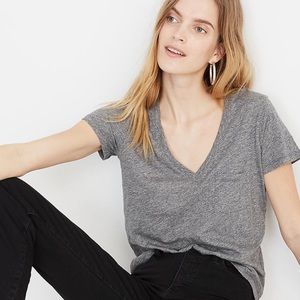 madewell grey v neck pocket tee